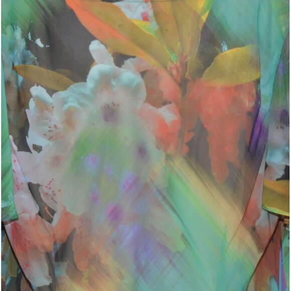 Fairy Core Pastel Floral Midi Dress 20W Scoop Neck Flutter Sleeve Asymmetrical - Picture 10 of 13